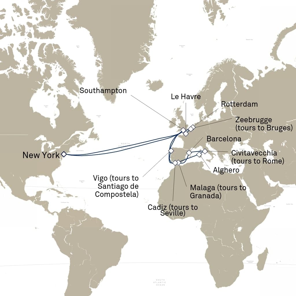 34 nights North European cruise on Queen Mary 2 
from 🇺🇸 New York 