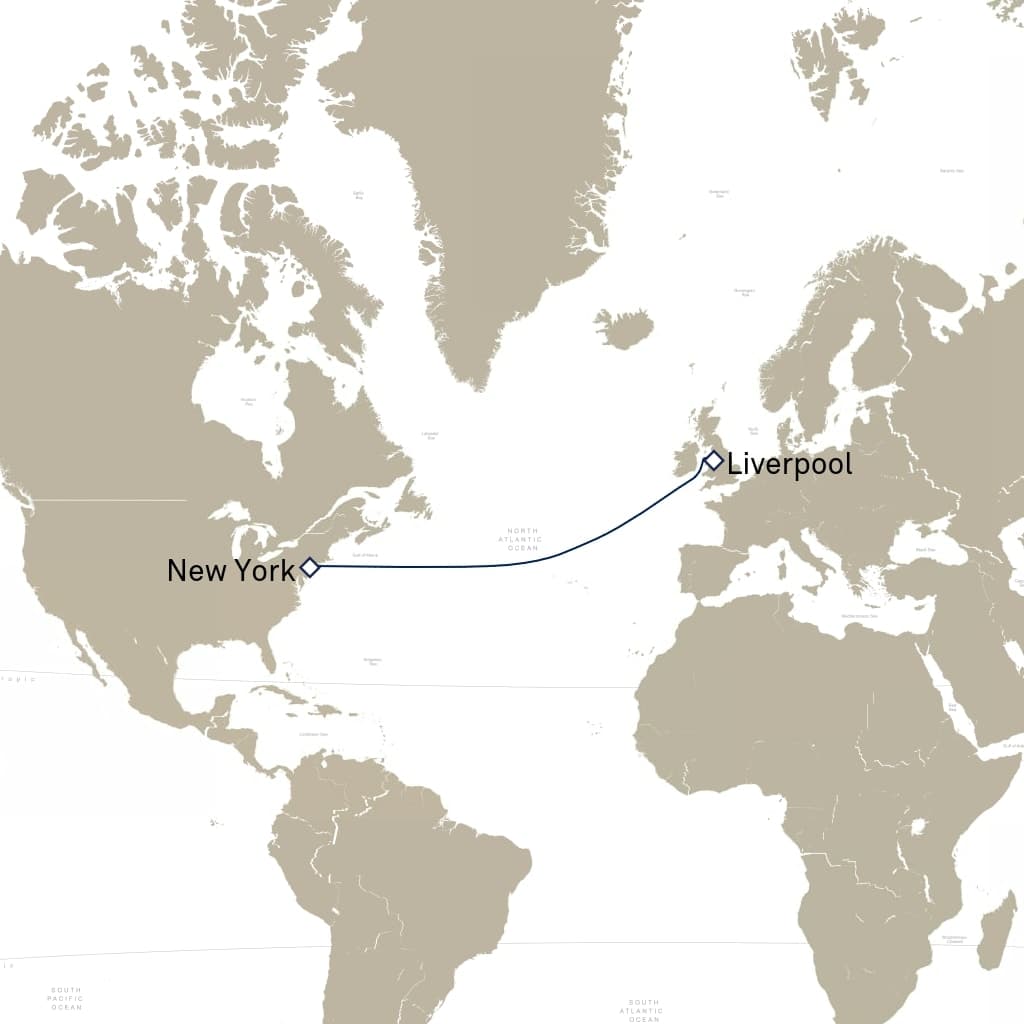 8 nights Mediterranean cruise on Queen Mary 2 
from 🇺🇸 New York to 🇬🇧 Liverpool 
