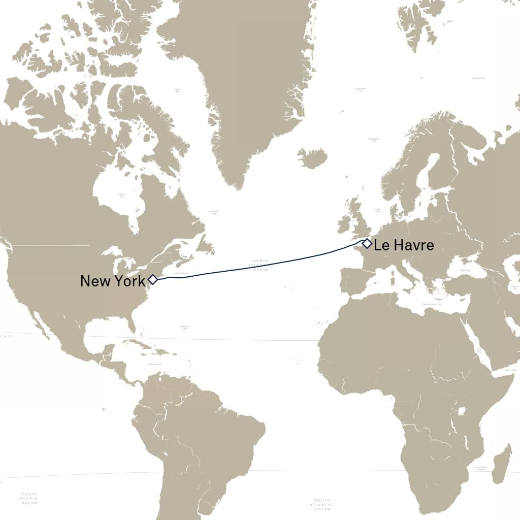7 nights Transatlantic cruise on Queen Mary 2 
from 🇫🇷 Le Havre to 🇺🇸 New York 