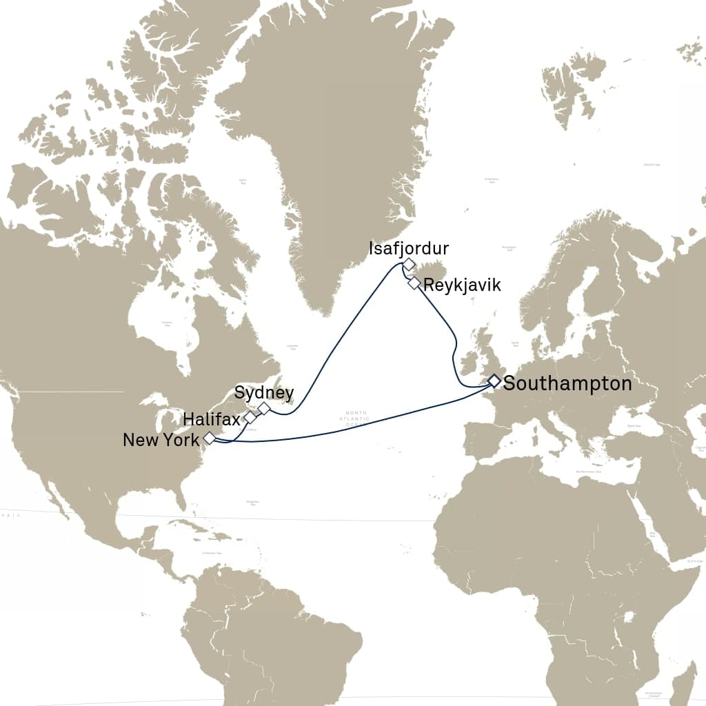 21 nights Transatlantic cruise on Queen Mary 2 
from 🇬🇧 Southampton 