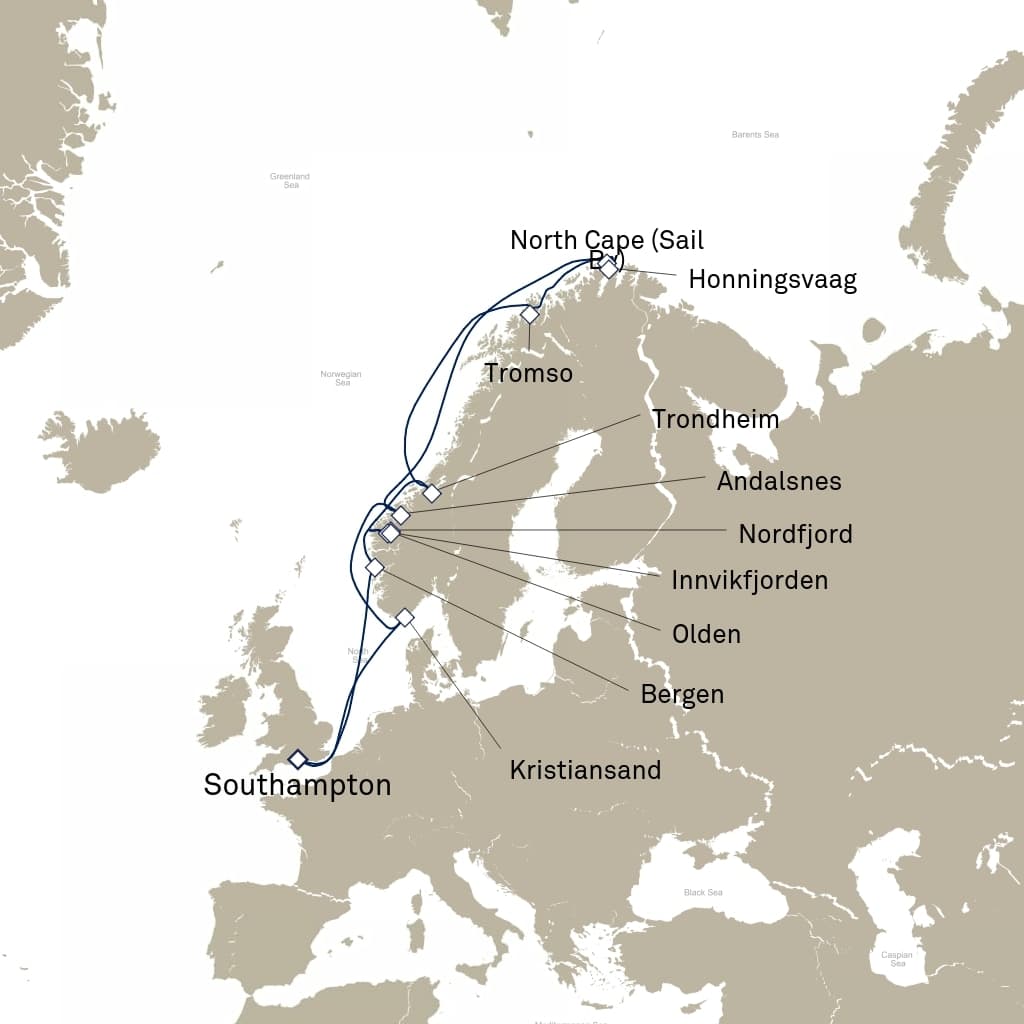 14 nights North European cruise on Queen Mary 2 
from 🇬🇧 Southampton 