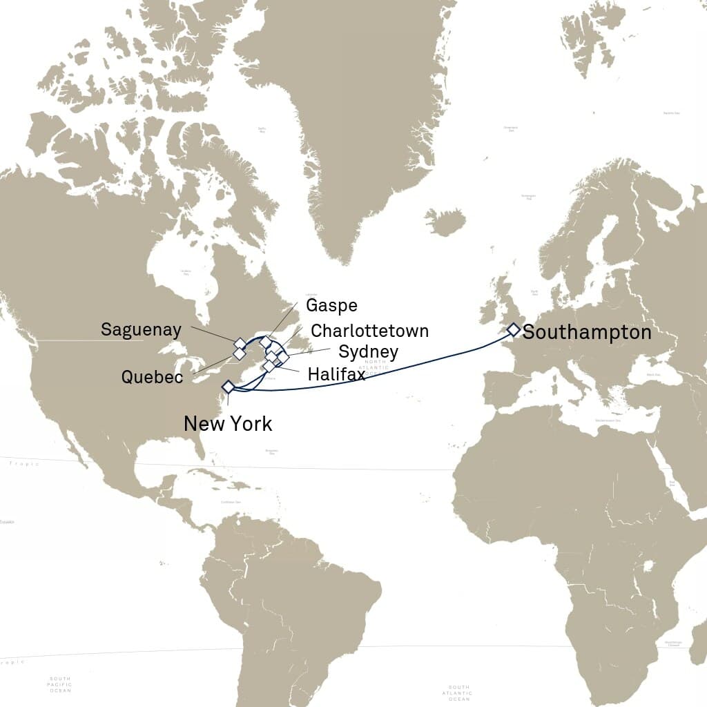 21 nights Transatlantic cruise on Queen Mary 2 
from 🇬🇧 Southampton to 🇺🇸 New York 