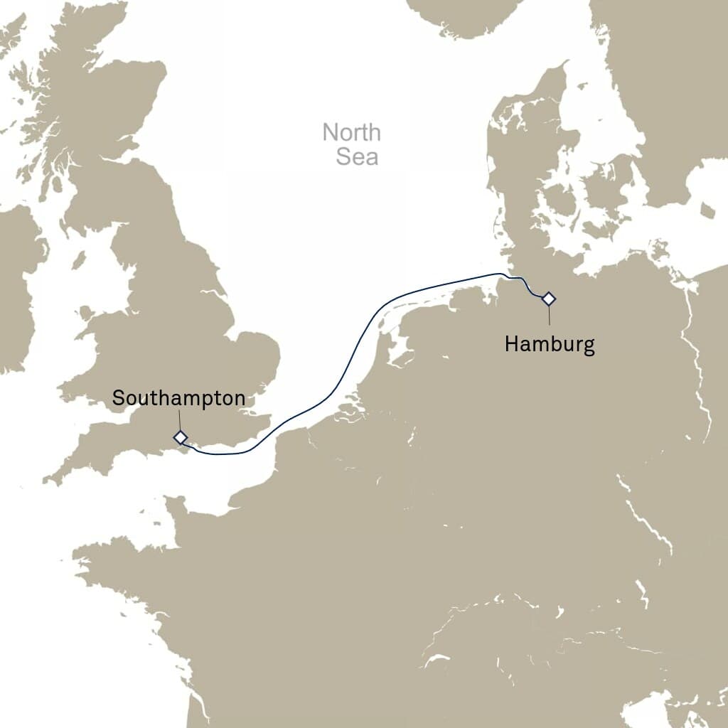 2 nights Mediterranean cruise on Queen Mary 2 
from 🇩🇪 Hamburg to 🇬🇧 Southampton 