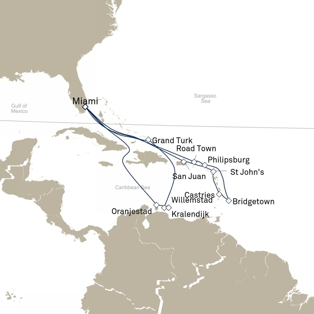 21 nights Caribbean cruise on Queen Elizabeth 
from 🇺🇸 Miami 