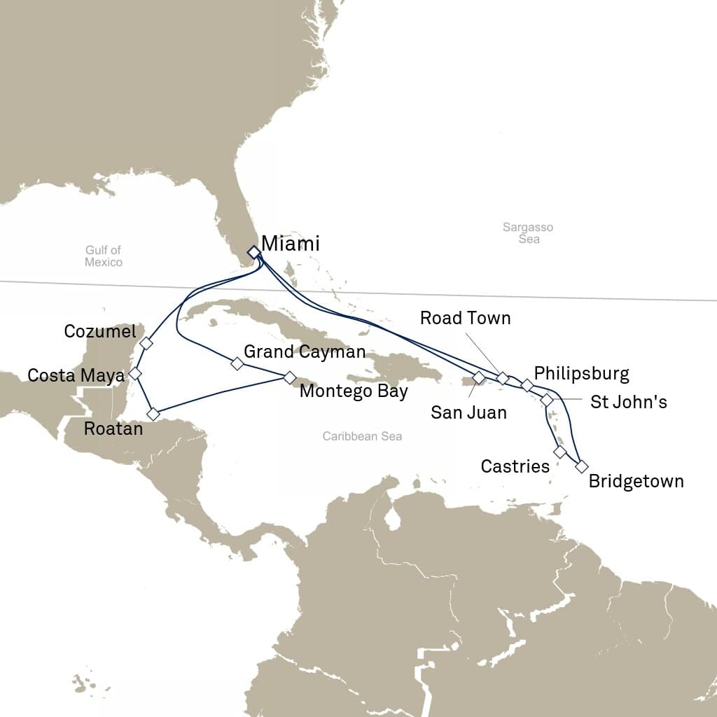 21 nights Caribbean cruise on Queen Elizabeth 
from 🇺🇸 Miami 