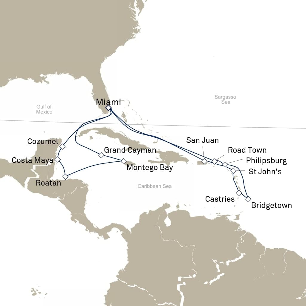 21 nights Caribbean cruise on Queen Elizabeth 
from 🇺🇸 Miami 