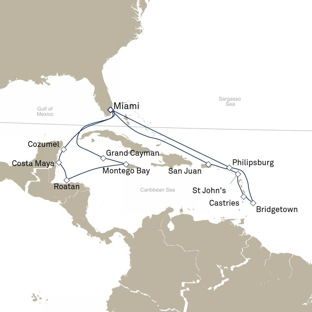21 nights Caribbean cruise on Queen Elizabeth 
from 🇺🇸 Miami 