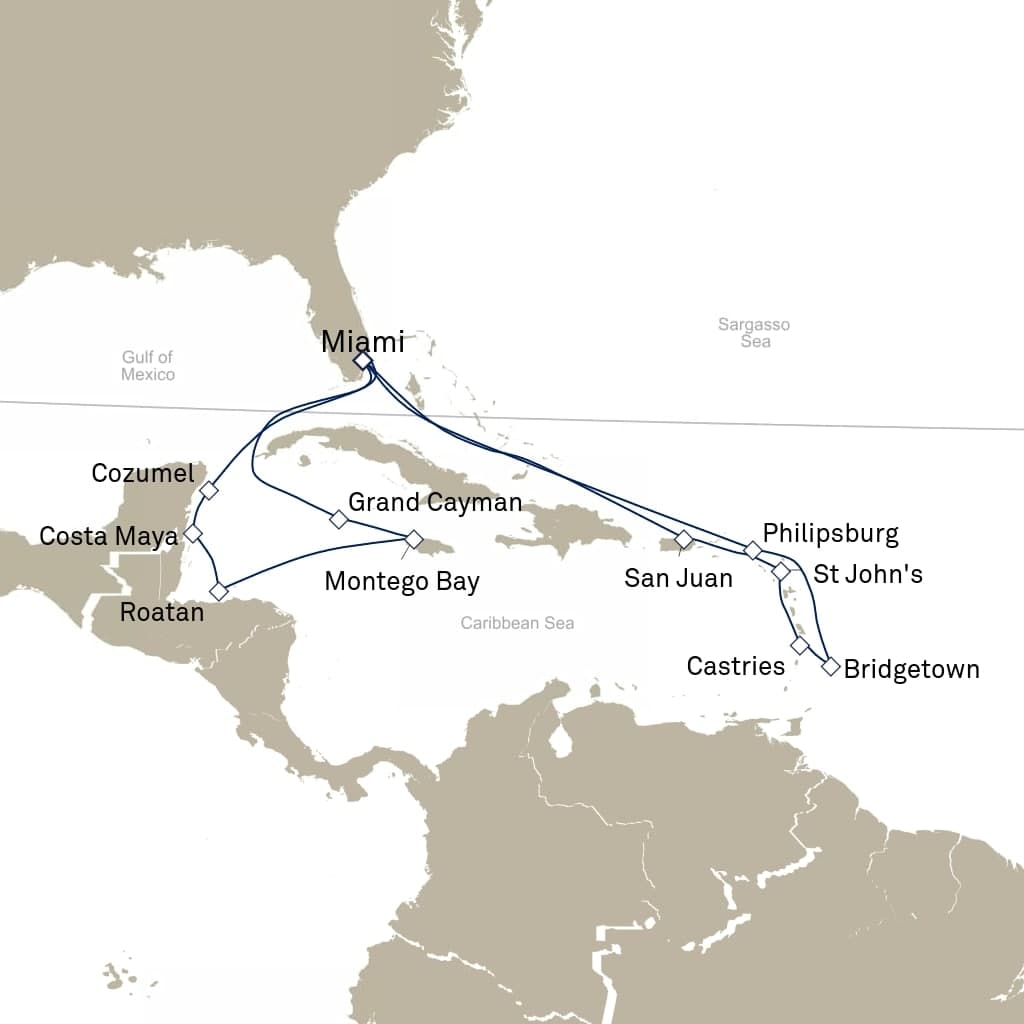 21 nights Caribbean cruise on Queen Elizabeth
from ๐บ๐ธ Miami