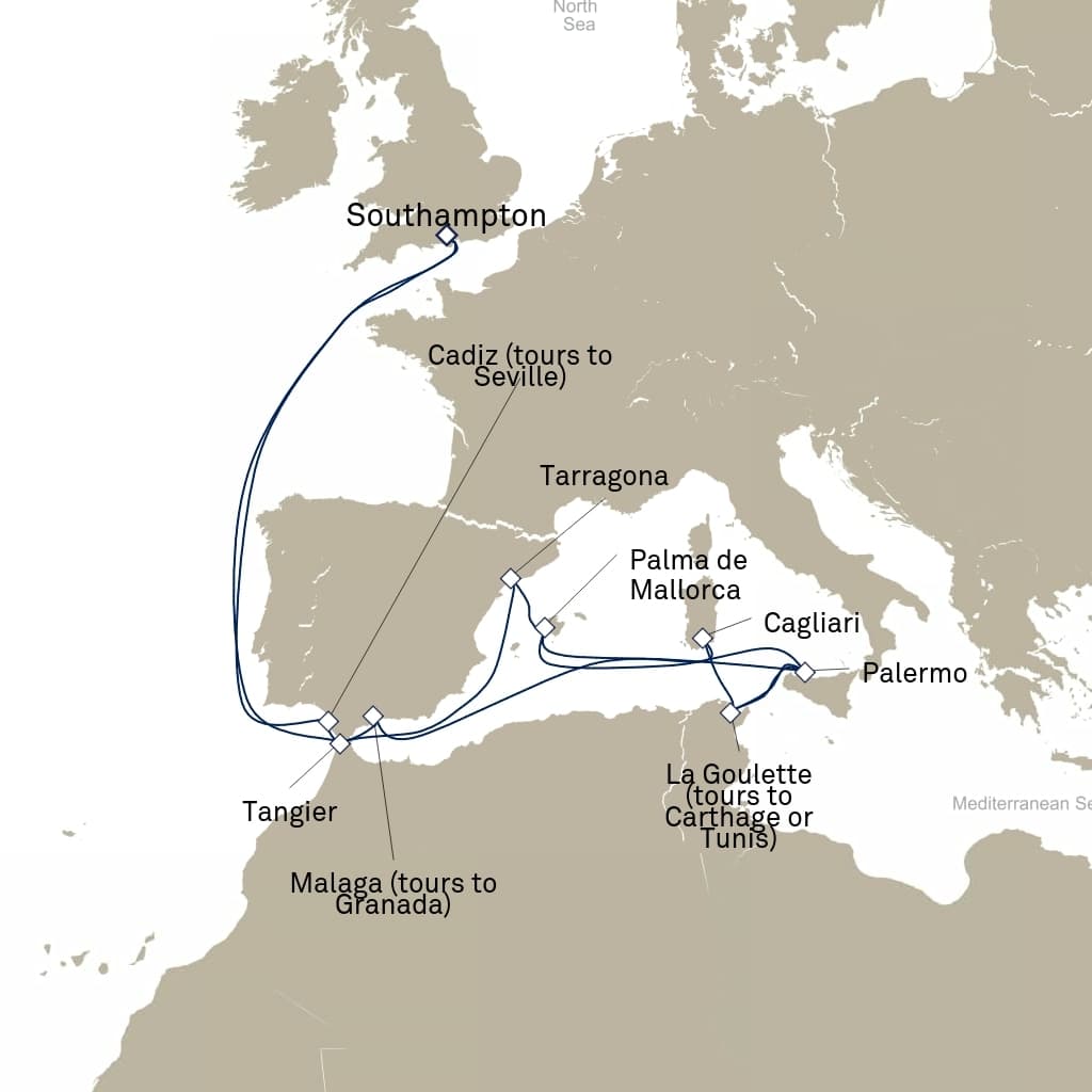 16 nights Mediterranean cruise on Queen Elizabeth 
from 🇬🇧 Southampton 