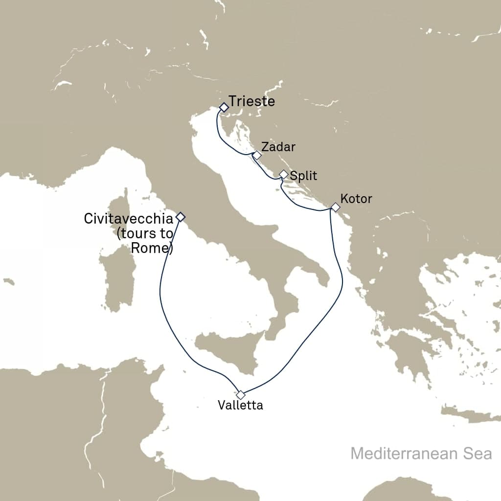 7 nights Mediterranean cruise on Queen Elizabeth 
from 🇮🇹 Civitavecchia to 🇮🇹 Trieste 