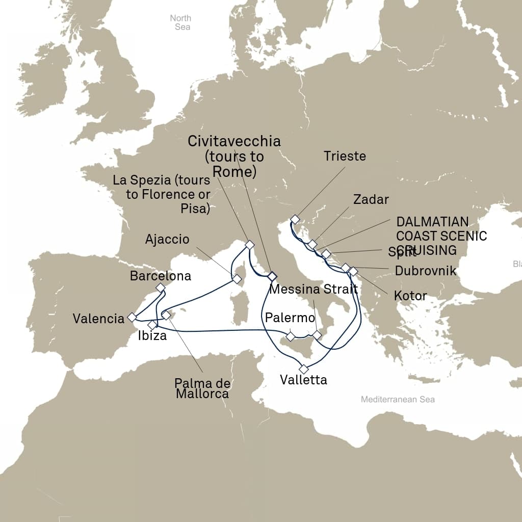 21 nights Mediterranean cruise on Queen Elizabeth 
from 🇮🇹 Civitavecchia 