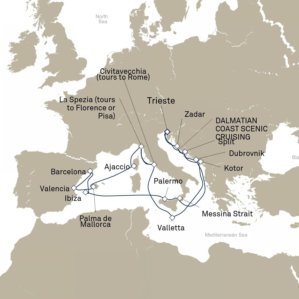 21 nights Mediterranean cruise on Queen Elizabeth 
from 🇮🇹 Trieste 
