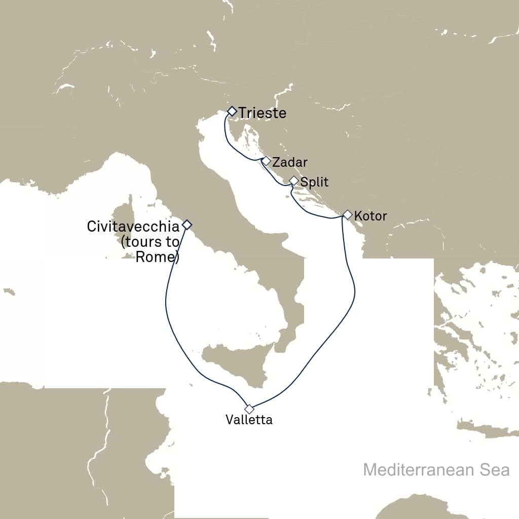7 nights Mediterranean cruise on Queen Elizabeth 
from 🇮🇹 Civitavecchia to 🇮🇹 Trieste 