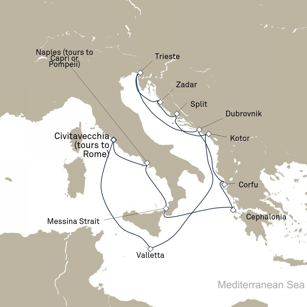 14 nights Mediterranean cruise on Queen Elizabeth 
from 🇮🇹 Civitavecchia 