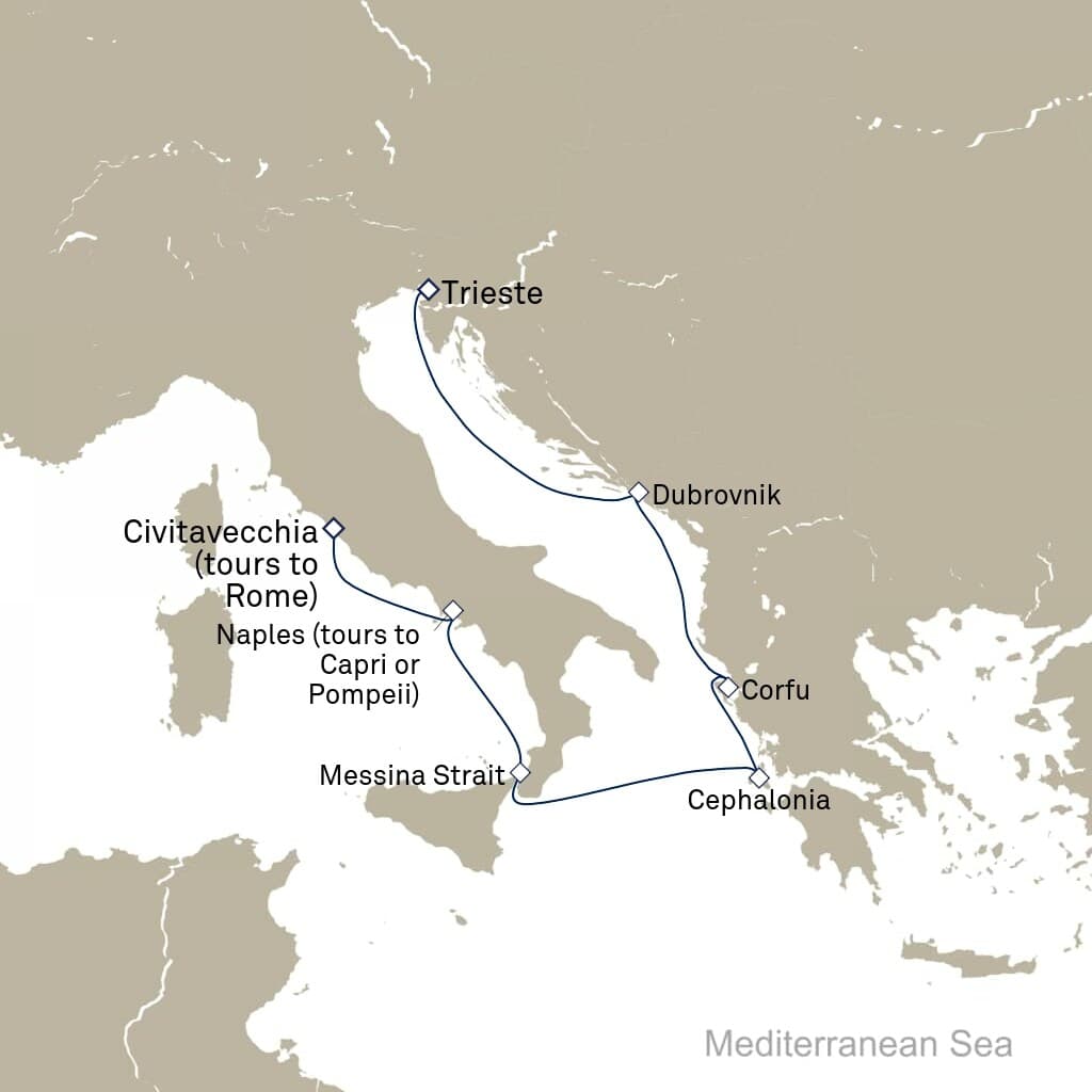 7 nights Mediterranean cruise on Queen Elizabeth
from ๐ฎ๐น Trieste to ๐ฎ๐น Civitavecchia