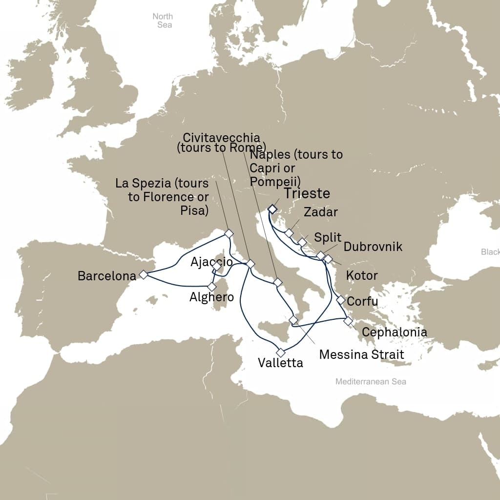 21 nights Mediterranean cruise on Queen Elizabeth 
from 🇮🇹 Trieste 