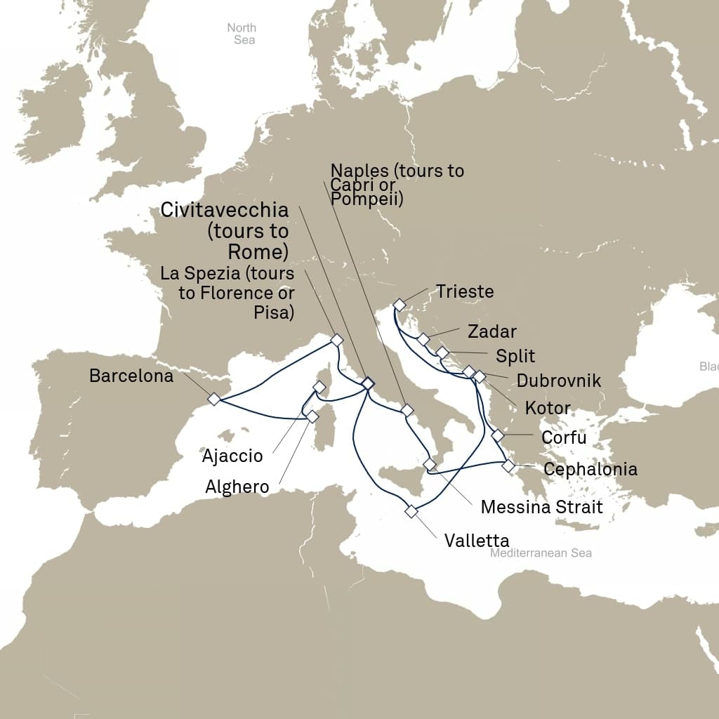 21 nights Mediterranean cruise on Queen Elizabeth 
from 🇮🇹 Civitavecchia 