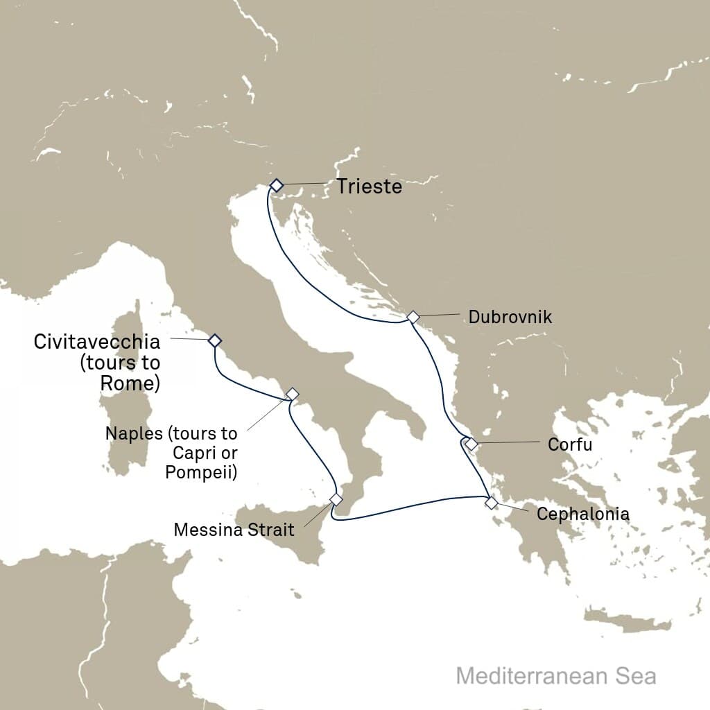 7 nights Mediterranean cruise on Queen Elizabeth 
from 🇮🇹 Trieste to 🇮🇹 Civitavecchia 