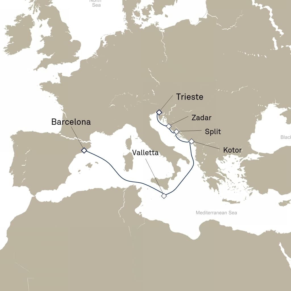 7 nights Mediterranean cruise on Queen Elizabeth 
from 🇪🇸 Barcelona to 🇮🇹 Trieste 
