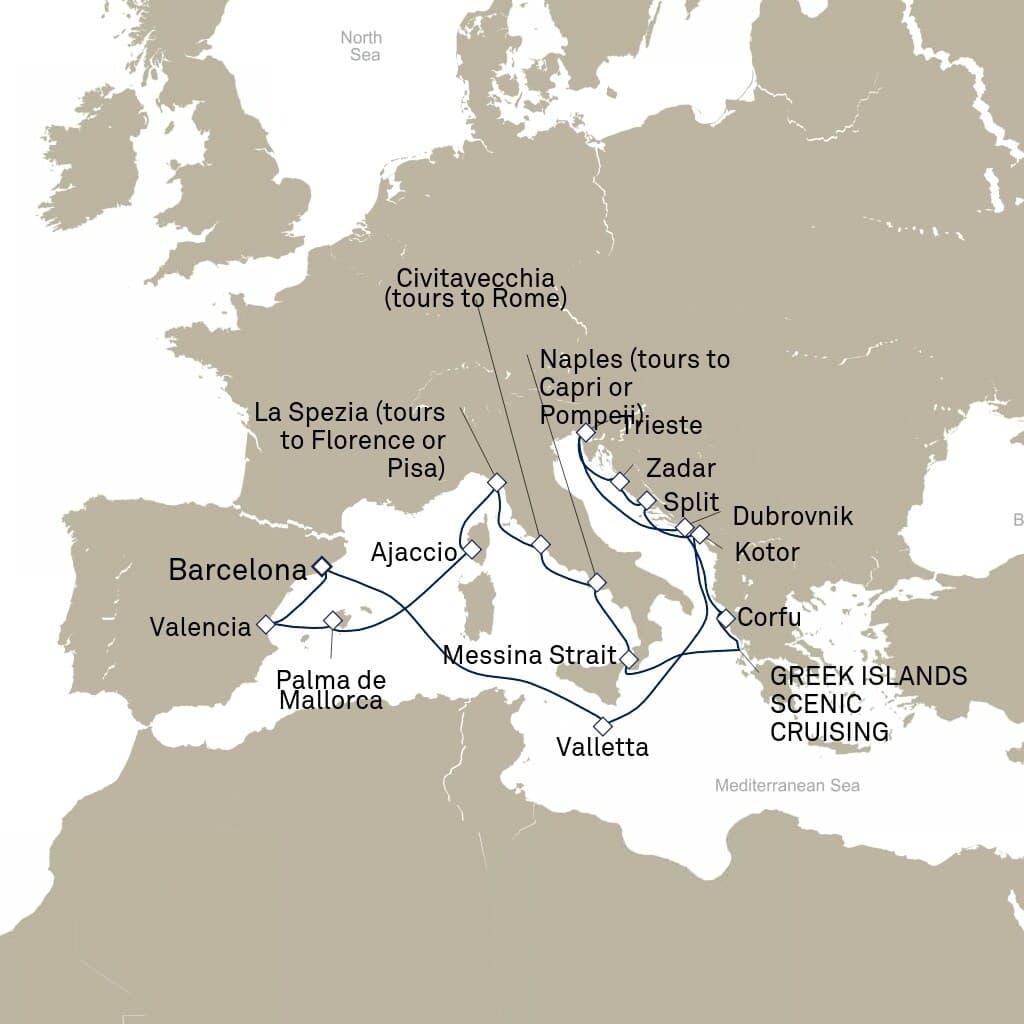 21 nights Mediterranean cruise on Queen Elizabeth
from ๐ช๐ธ Barcelona
