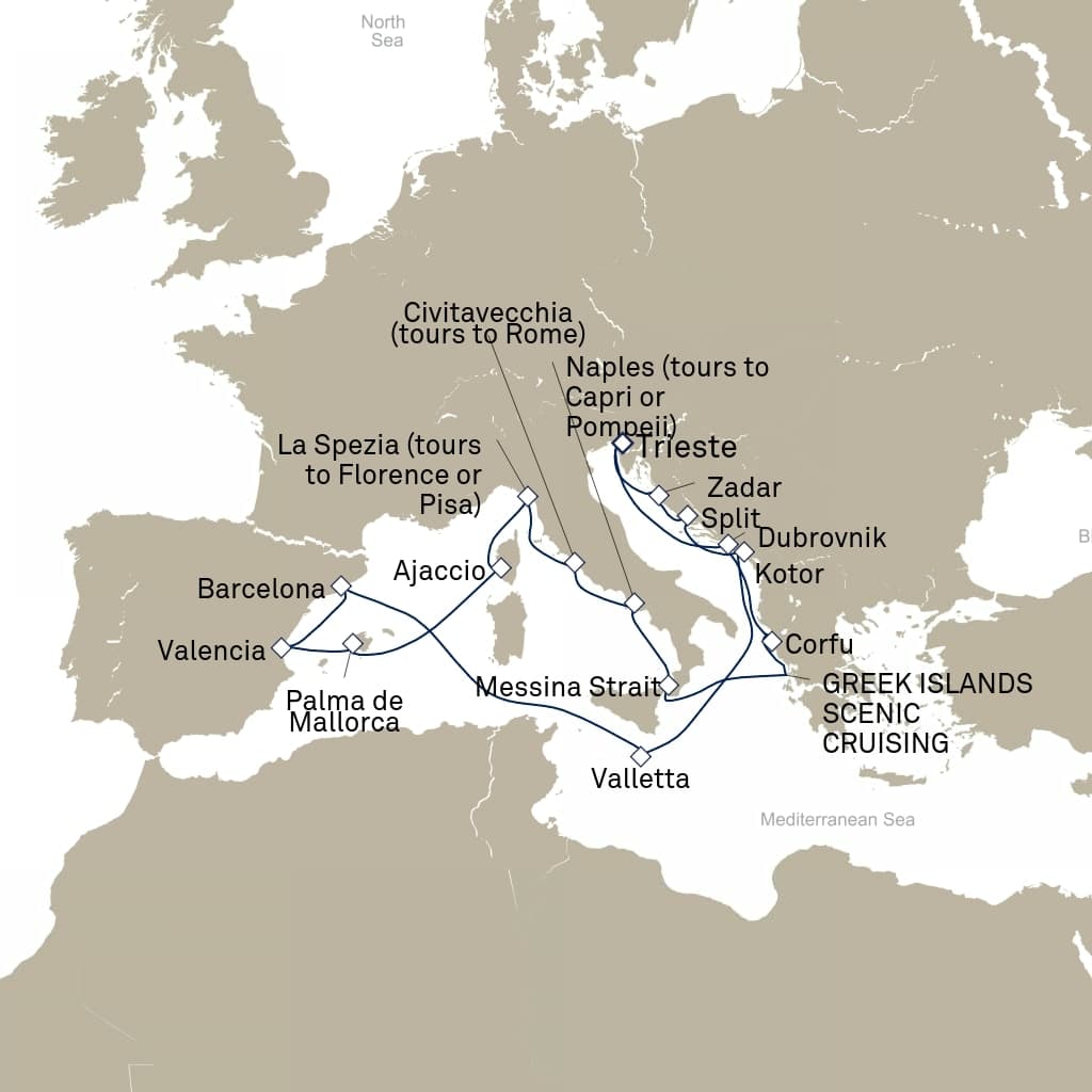 21 nights Mediterranean cruise on Queen Elizabeth 
from 🇮🇹 Trieste 