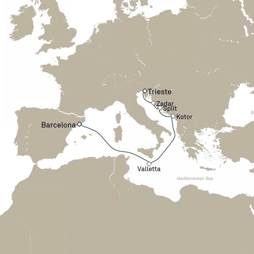 7 nights Mediterranean cruise on Queen Elizabeth 
from 🇪🇸 Barcelona to 🇮🇹 Trieste 