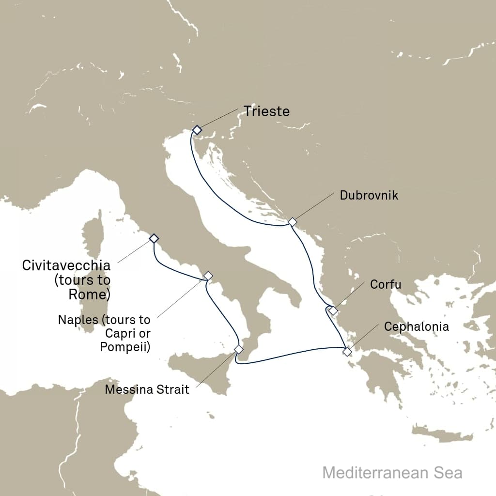 7 nights Mediterranean cruise on Queen Elizabeth
from 🇮🇹 Trieste to 🇮🇹 Civitavecchia
