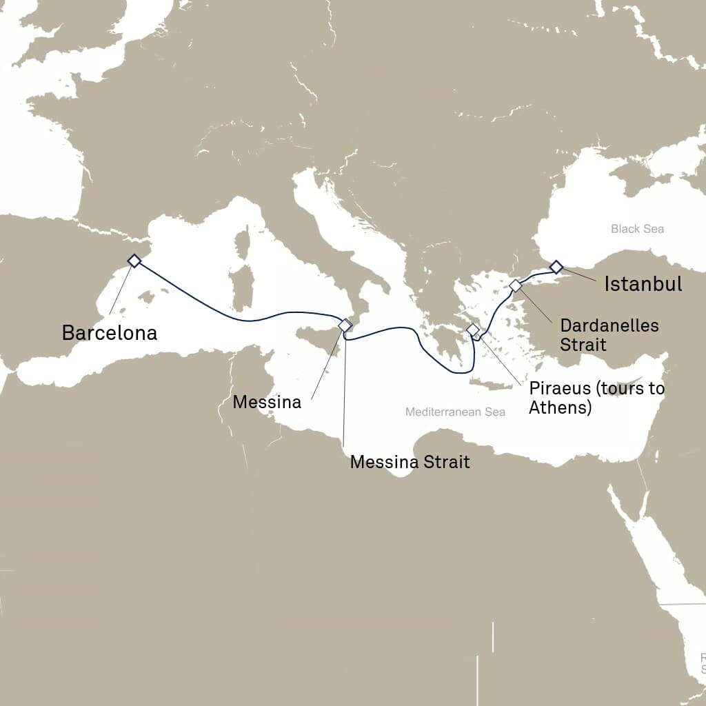 7 nights Mediterranean cruise on Queen Elizabeth 
from 🇪🇸 Barcelona to 🇹🇷 Istanbul 