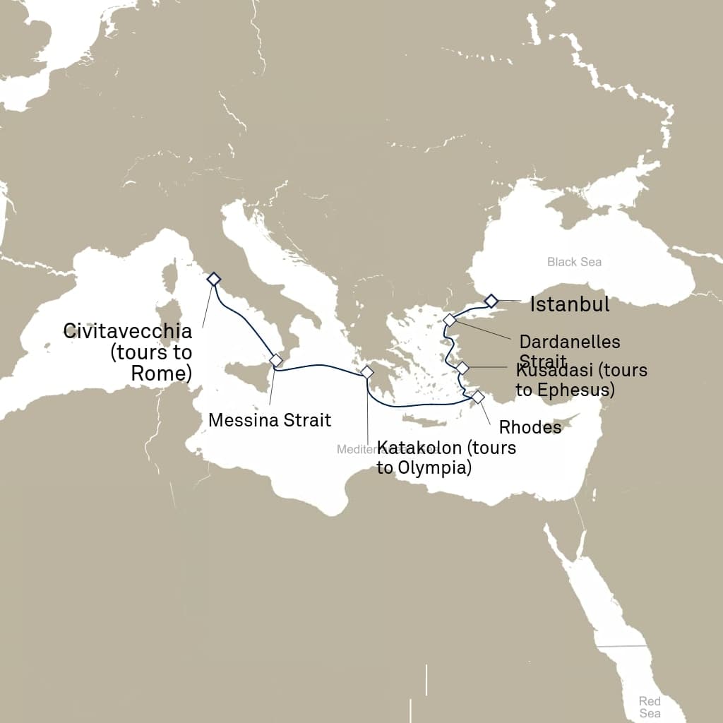 7 nights Mediterranean cruise on Queen Elizabeth 
from 🇹🇷 Istanbul to 🇮🇹 Civitavecchia 