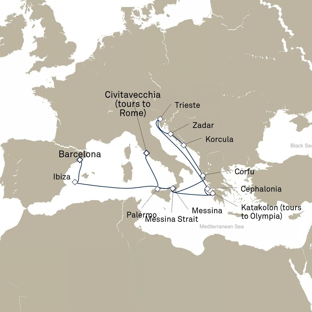 14 nights Mediterranean cruise on Queen Elizabeth
from ๐ฎ๐น Civitavecchia to ๐ช๐ธ Barcelona