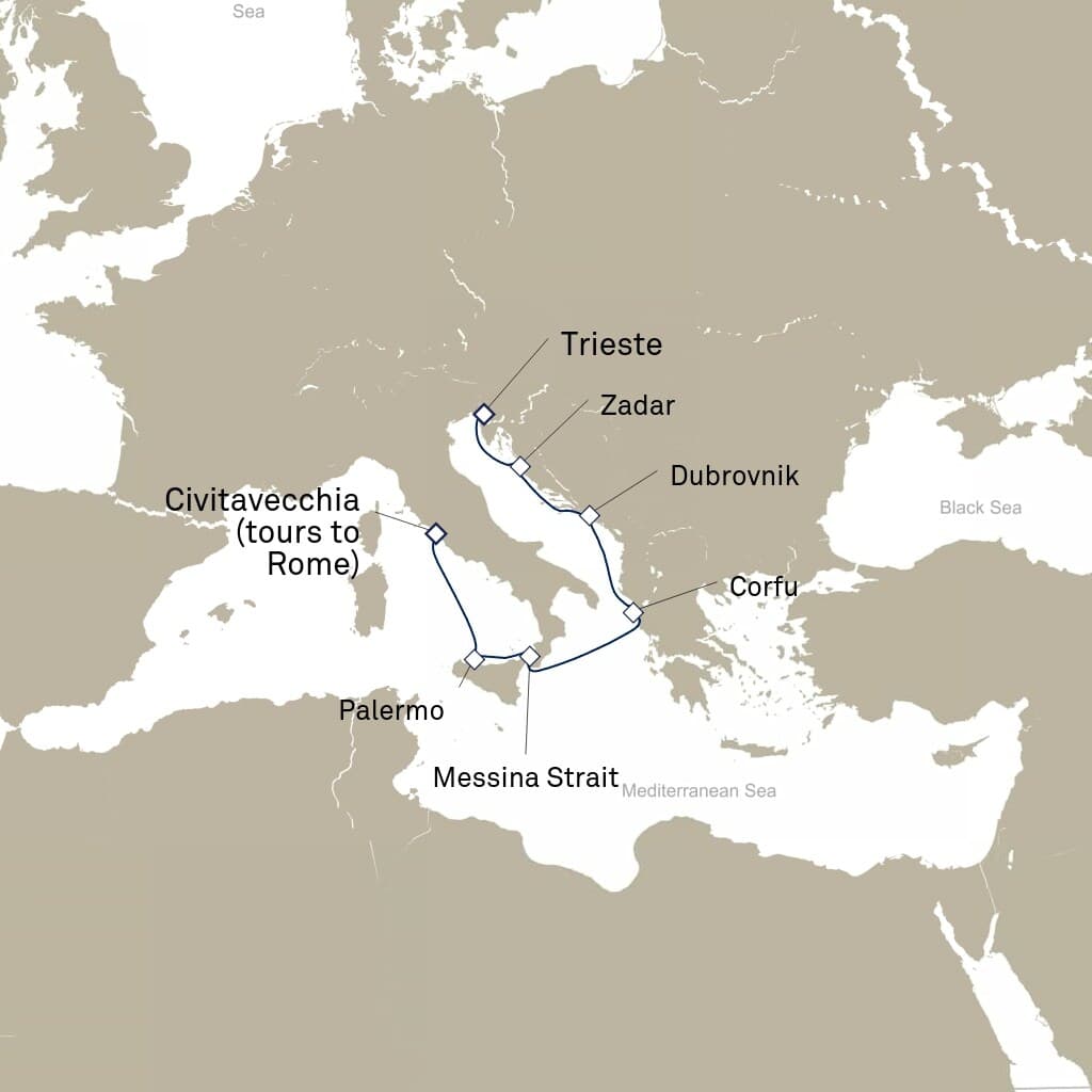 7 nights Mediterranean cruise on Queen Elizabeth 
from 🇮🇹 Civitavecchia to 🇮🇹 Trieste 