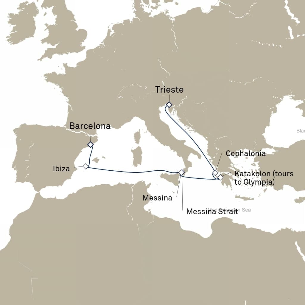 7 nights Mediterranean cruise on Queen Elizabeth
from ๐ฎ๐น Trieste to ๐ช๐ธ Barcelona