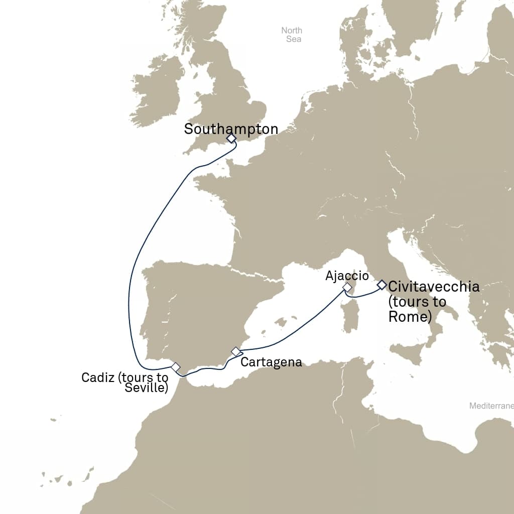 8 nights Mediterranean cruise on Queen Elizabeth
from ๐ฌ๐ง Southampton to ๐ฎ๐น Civitavecchia
