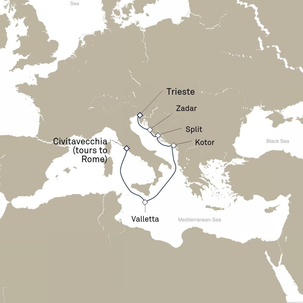 7 nights Mediterranean cruise on Queen Elizabeth 
from 🇮🇹 Civitavecchia to 🇮🇹 Trieste 