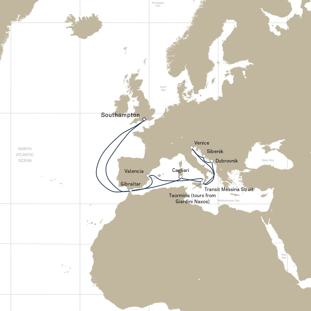 7 nights Mediterranean cruise on Queen Elizabeth 
from 🇮🇹 Trieste to 🇪🇸 Barcelona 