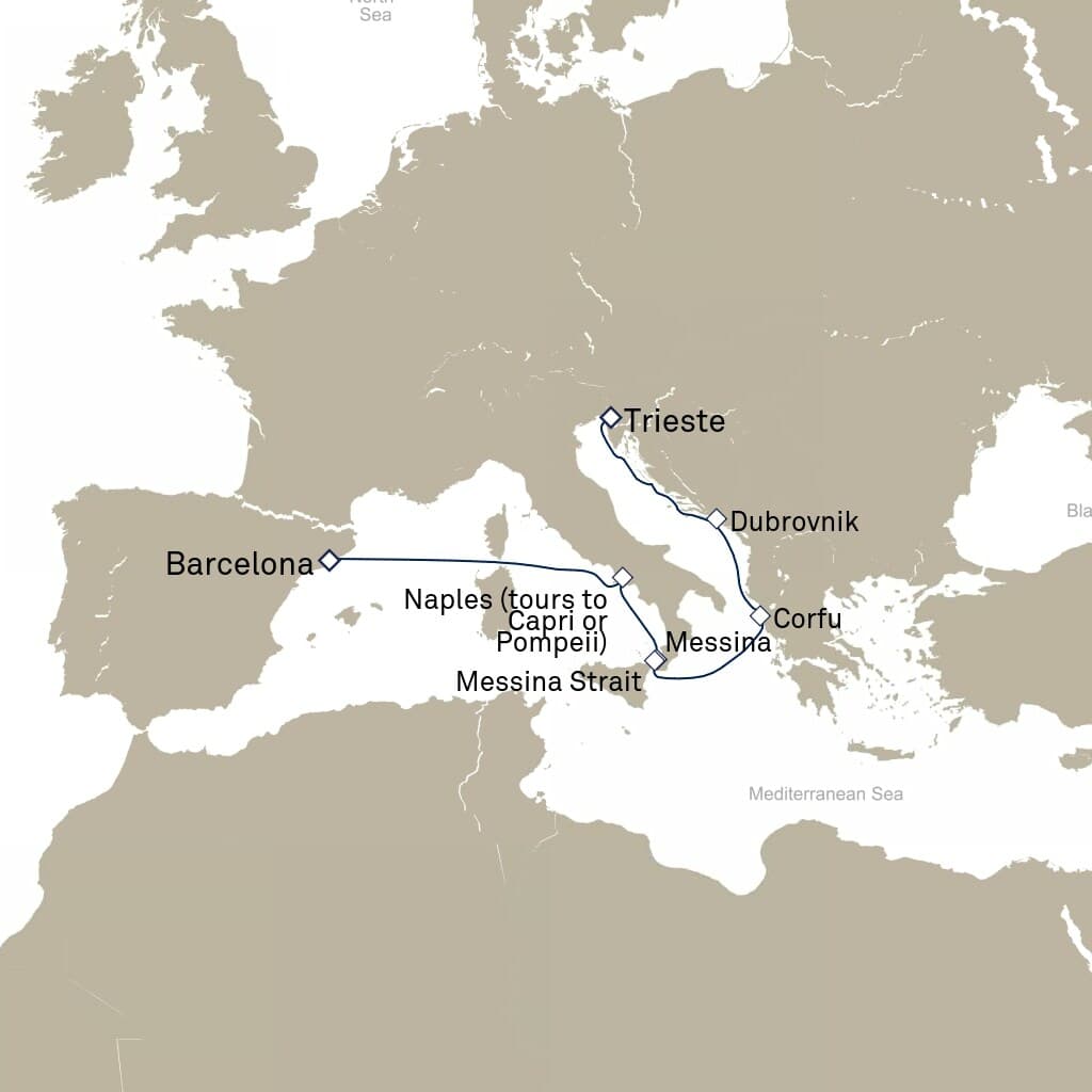 7 nights Mediterranean cruise on Queen Elizabeth
from ๐ฎ๐น Trieste to ๐ช๐ธ Barcelona