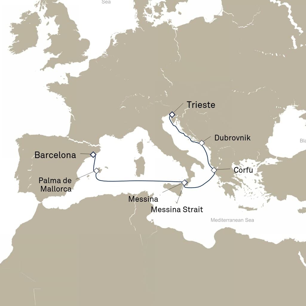 7 nights Mediterranean cruise on Queen Elizabeth
from 🇮🇹 Trieste to 🇪🇸 Barcelona