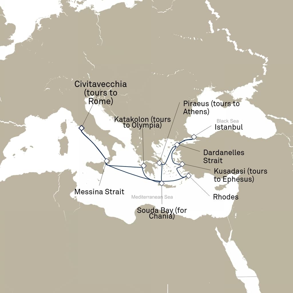 14 nights Mediterranean cruise on Queen Victoria 
from 🇮🇹 Civitavecchia 
