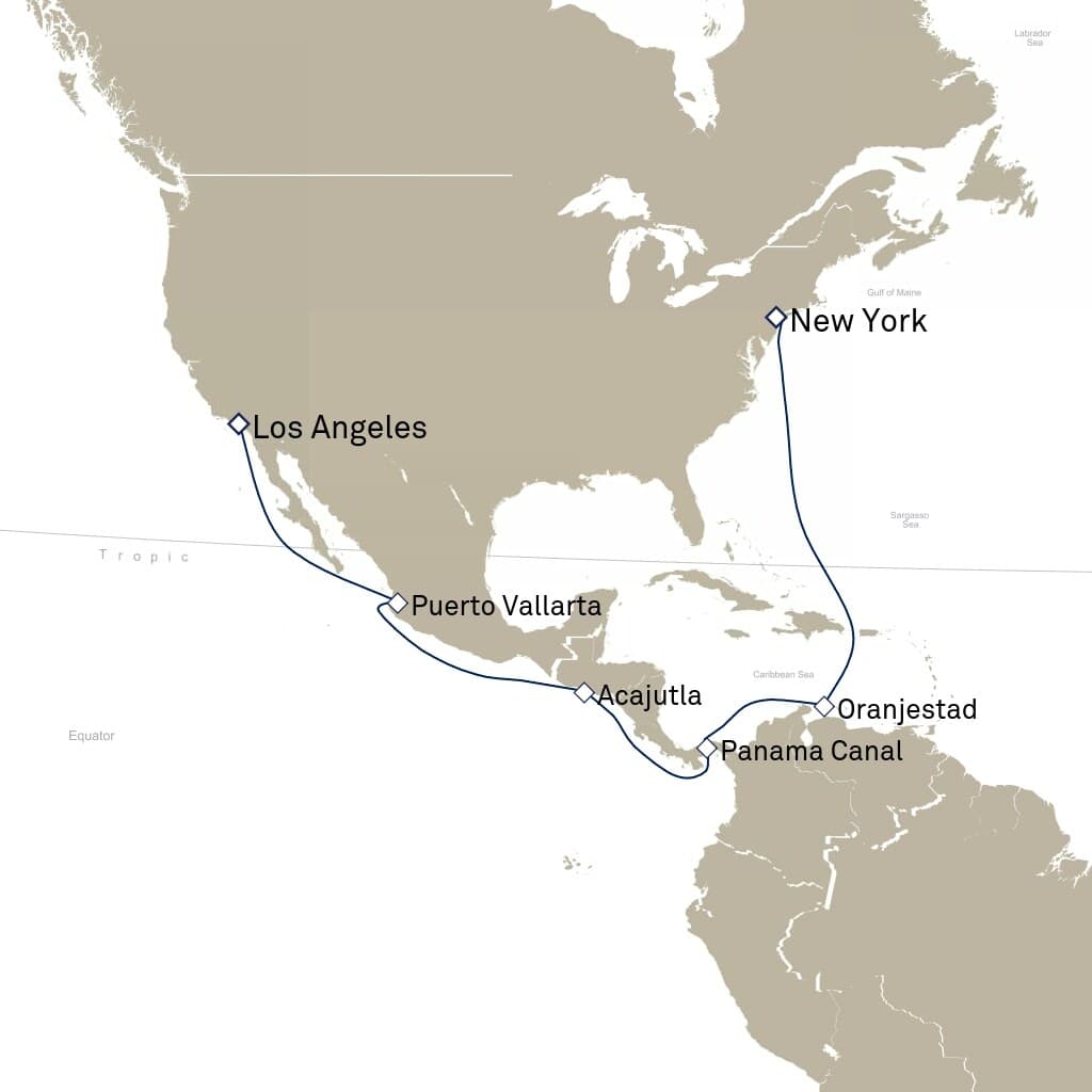17 nights Panama canal cruise on Queen Victoria 
from 🇺🇸 New York to 🇺🇸 Los Angeles 
