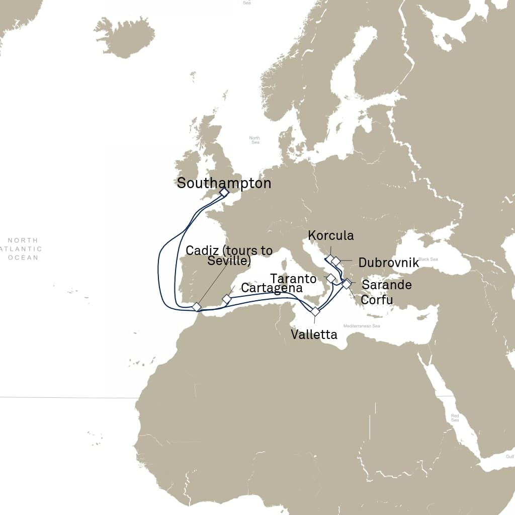 19 nights Mediterranean cruise on Queen Victoria 
from 🇬🇧 Southampton 