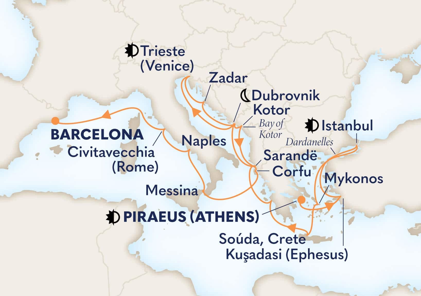 21 nights Mediterranean cruise on Oosterdam 
from 🇬🇷 Athens to 🇪🇸 Barcelona 