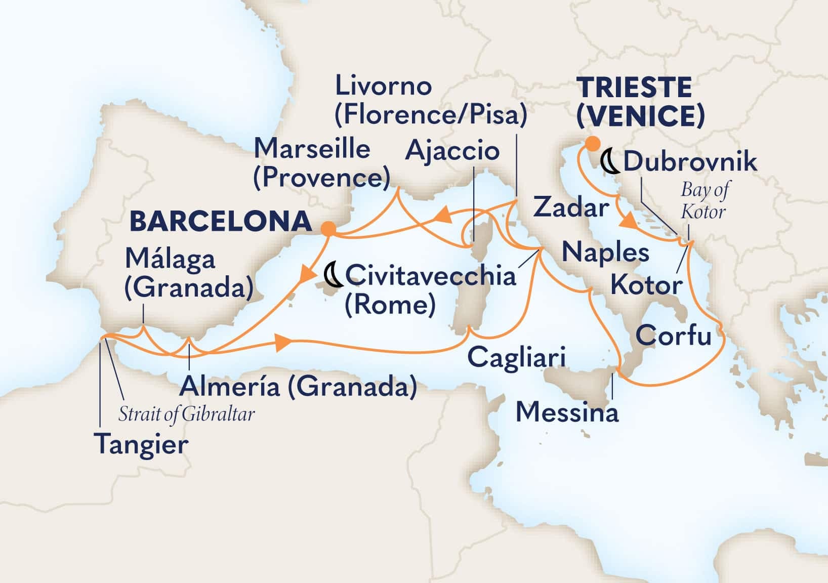 21 nights Mediterranean cruise on Oosterdam 
from 🇮🇹 Trieste to 🇪🇸 Barcelona 