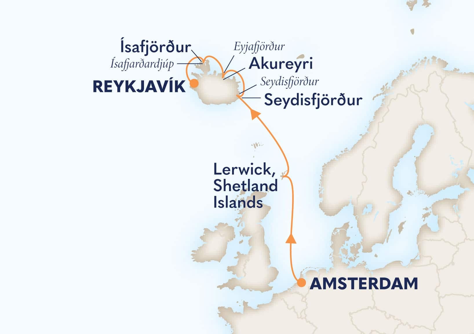 7 nights North European cruise on Zuiderdam 
from 🇳🇱 Amsterdam to 🇮🇸 Reykjavík 