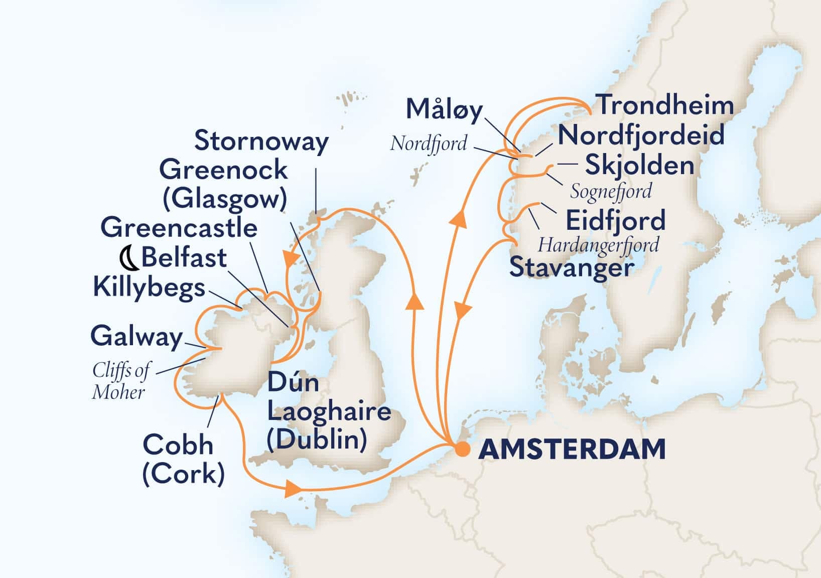 21 nights North European cruise on Zuiderdam 
from 🇳🇱 Amsterdam 
