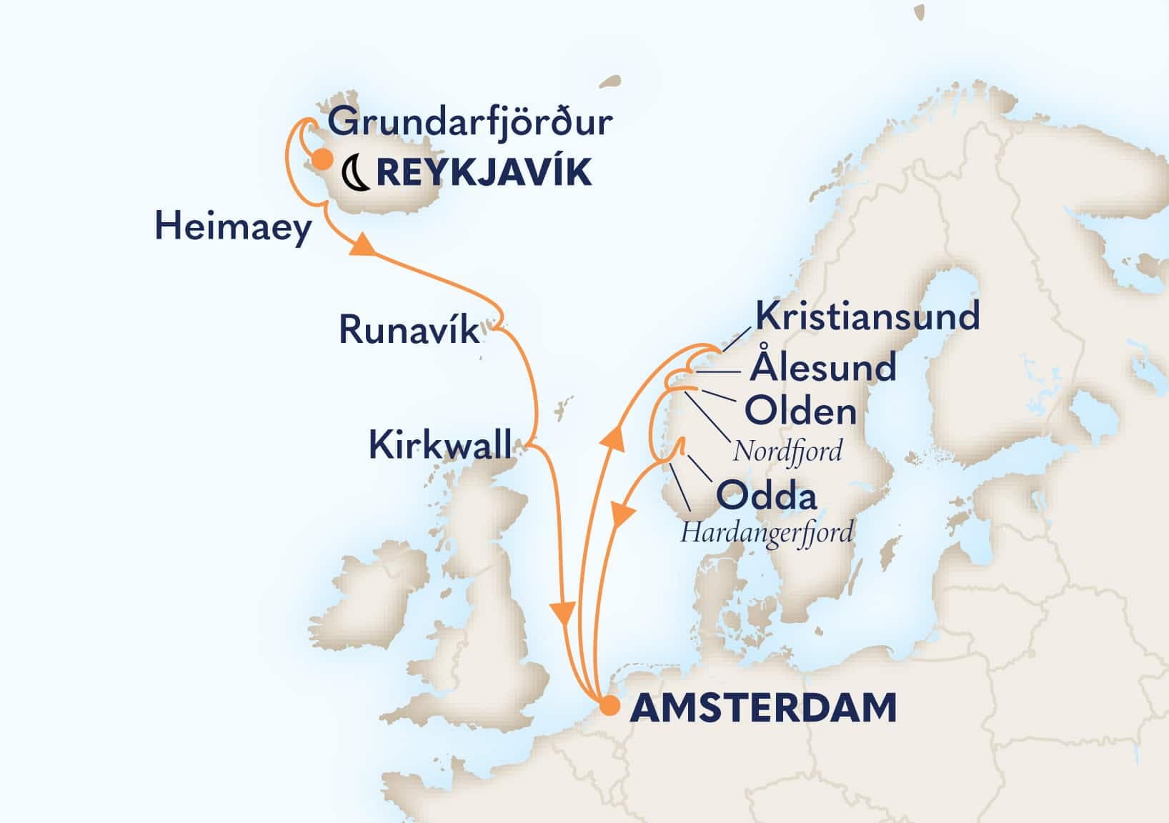 14 nights North European cruise on Zuiderdam 
from 🇮🇸 Reykjavík to 🇳🇱 Amsterdam 