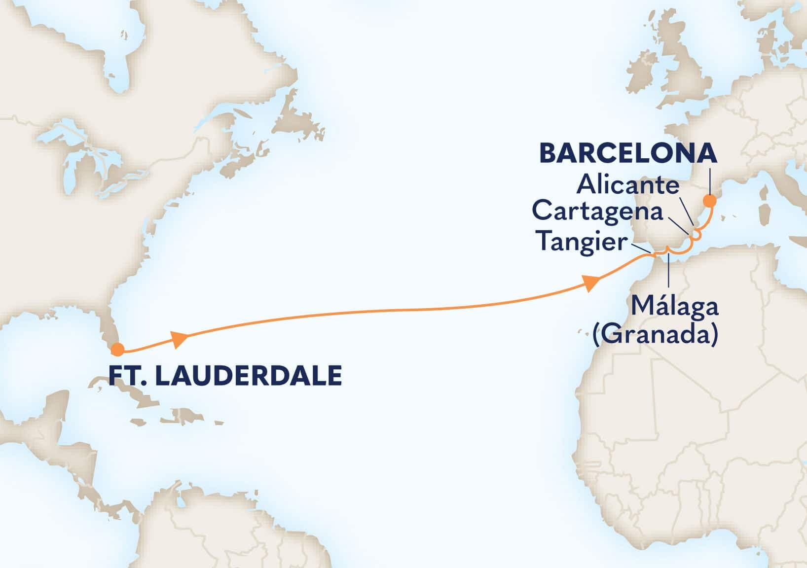 14 nights Mediterranean cruise on Oosterdam 
from 🇺🇸 Fort Lauderdale to 🇪🇸 Barcelona 