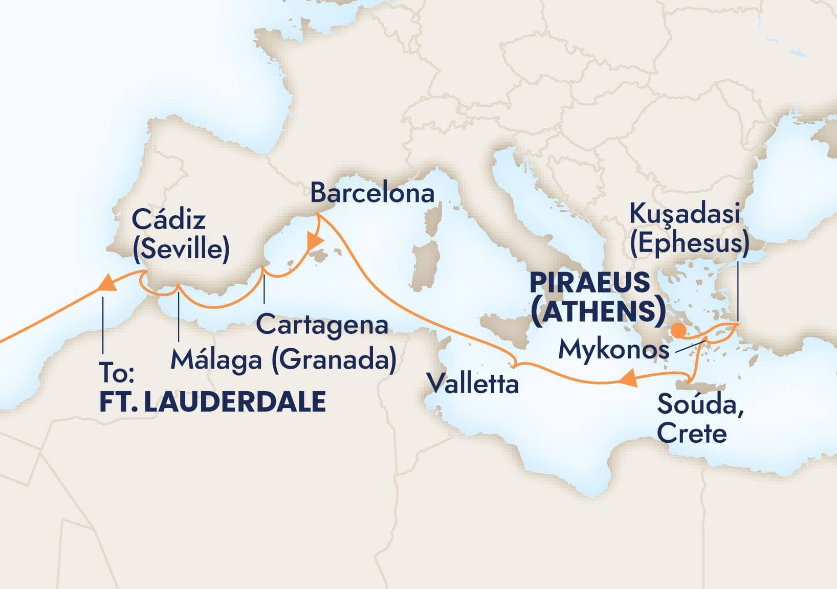 20 nights Mediterranean cruise on Oosterdam 
from 🇪🇸 Barcelona to 🇺🇸 Fort Lauderdale 