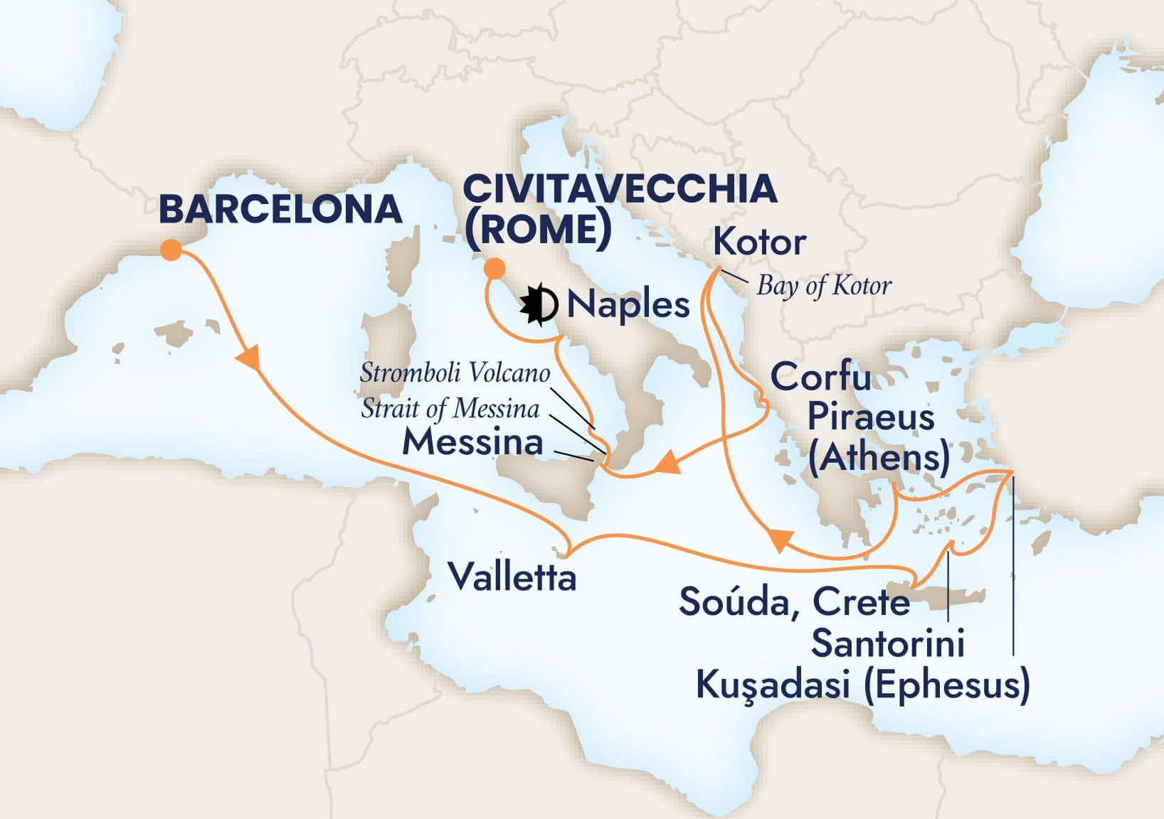 14 nights Mediterranean cruise on Nieuw Amsterdam 
from 🇪🇸 Barcelona to Civitavecchia (Rome), Italy 