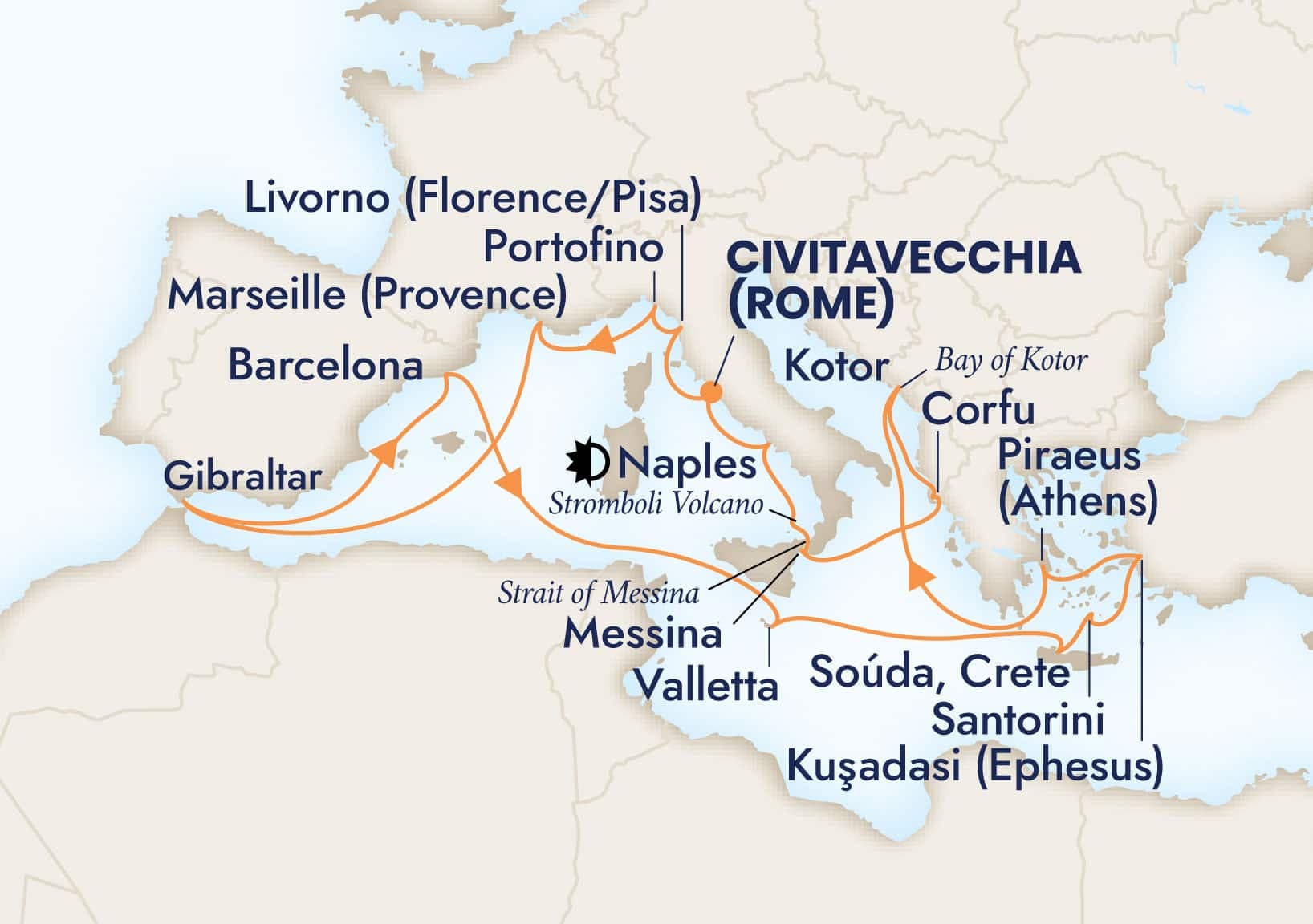 21 nights Mediterranean cruise on Nieuw Amsterdam 
from Civitavecchia (Rome), Italy 
