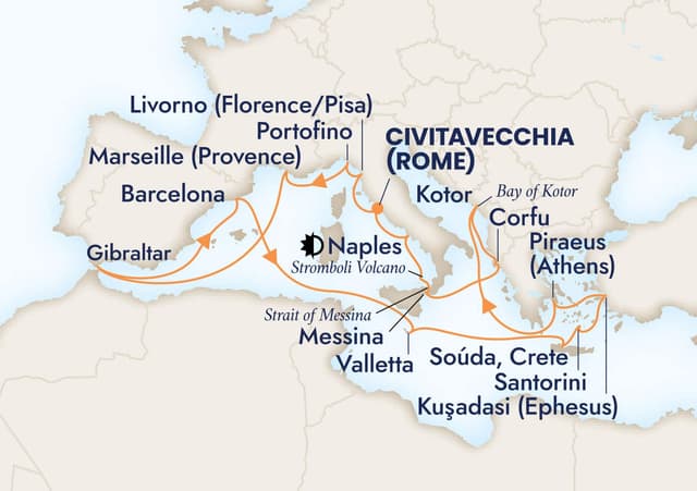 21 nights Mediterranean cruise on Nieuw Amsterdam 
from 🇮🇹 Civitavecchia 